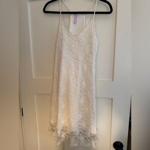 White Floral Lace Slip Dress